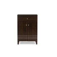 Baxton Studio SC864598-Wenge Felda Dark Brown Shoe Cabinet with 2 Doors and Drawer